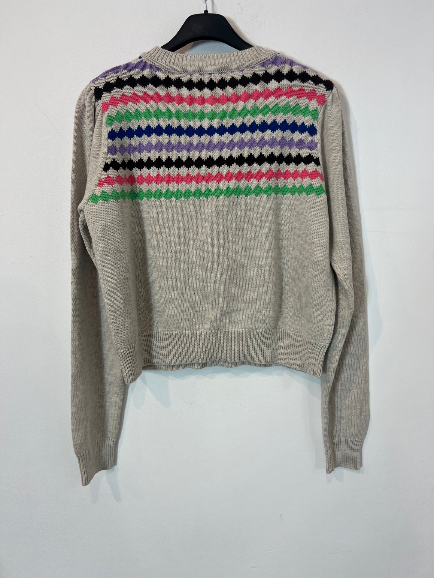 COSTER COPENHAGEN. Jersey gris detalles escote. T M