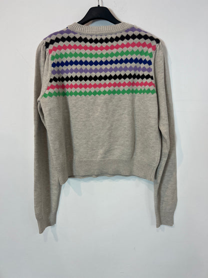 COSTER COPENHAGEN. Jersey gris detalles escote. T M