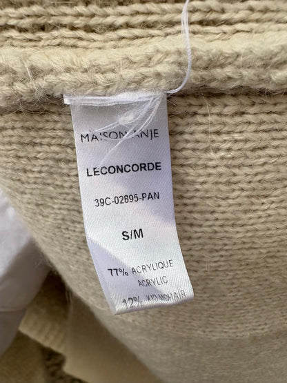 MAISON ANJE. Chaqueta beige con lana detalle botón