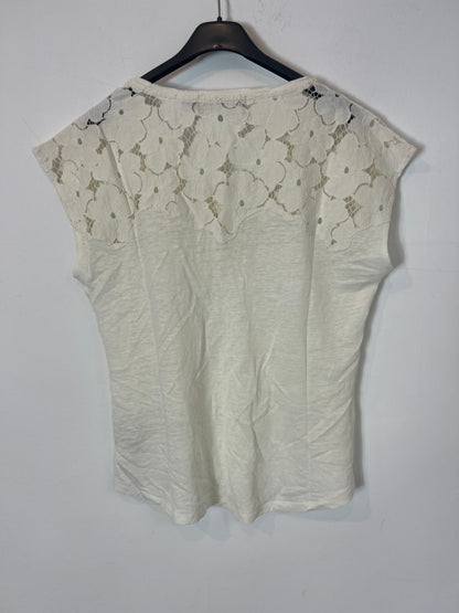 PEDRO DEL HIERRO. Top lino detalles. T L