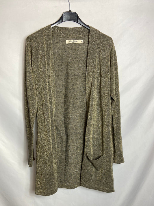 NICE THINGS. Chaqueta verde hilos dorados T.M