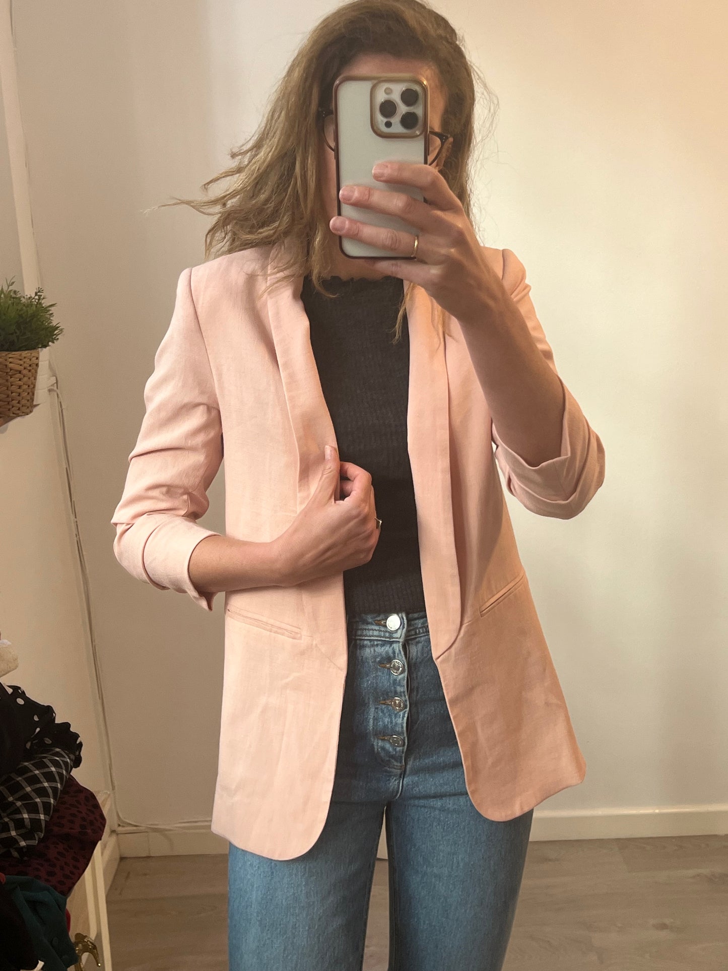 EASY WEAR. Blazer rosa claro  fluida. T S