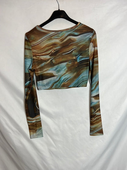 SHEIN. Crop top elástico estampado. T S