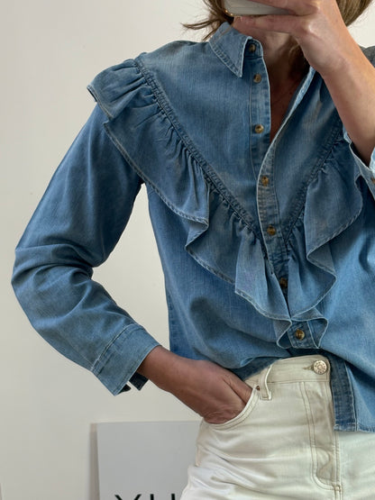 CIMINY. Camisa denim ligera volante