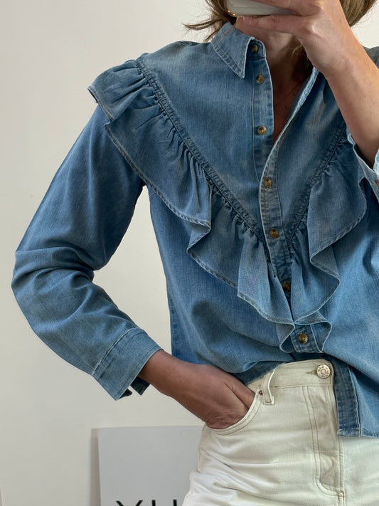 CIMINY. Camisa denim ligera volante