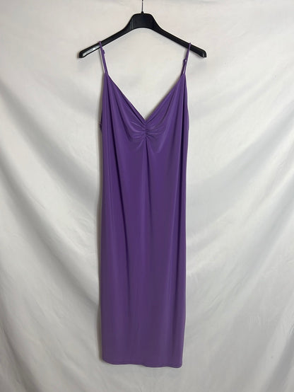 ZARA. Vestido midi morado. T S