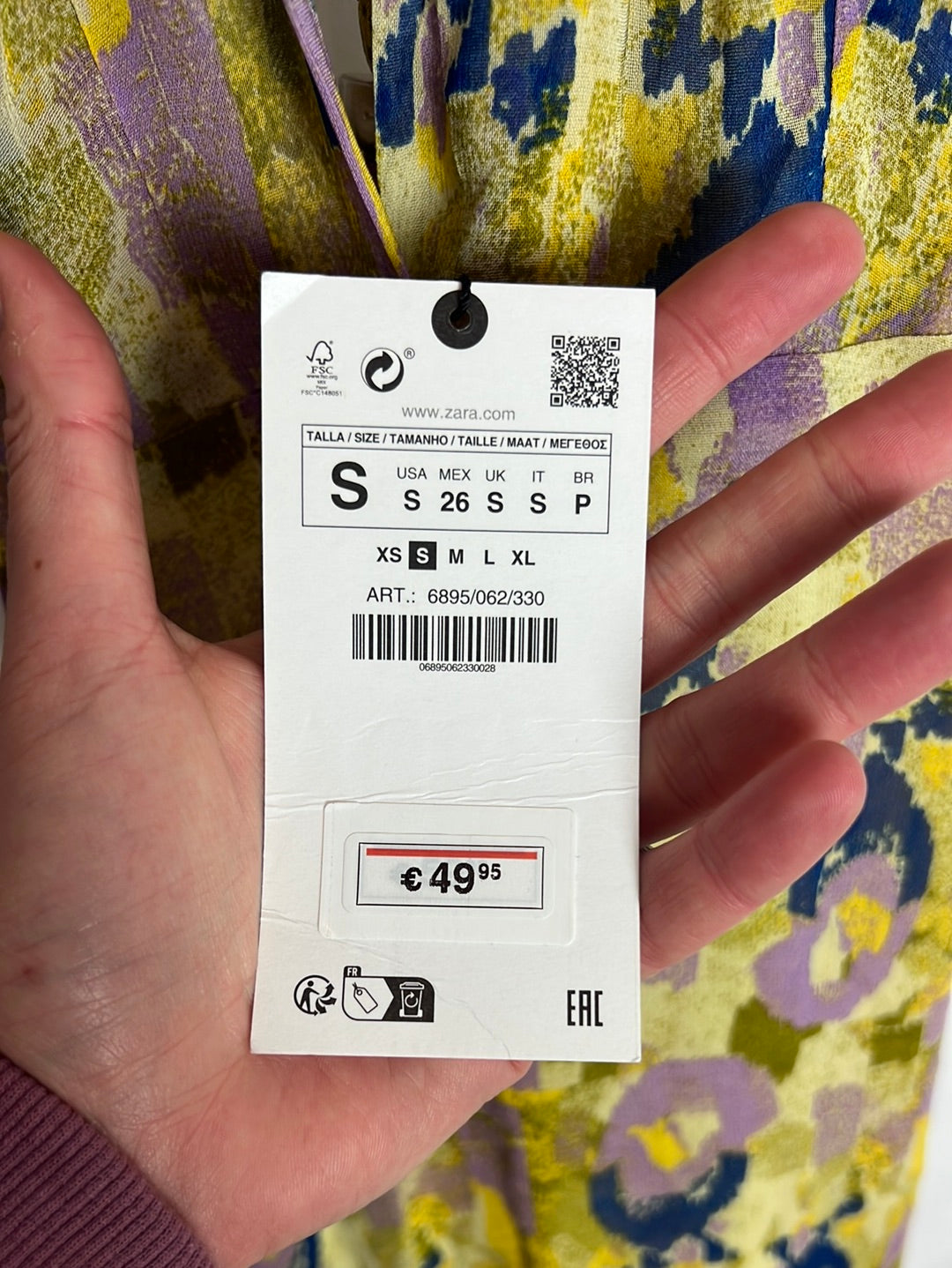 ZARA. Vestido largo gasa estampado detalle espalda. T S