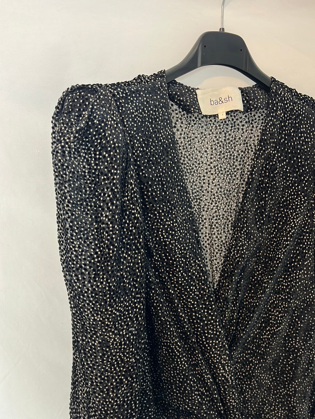 BA&amp;SH. Black polka dot velvet dress. Size 2 (M)
