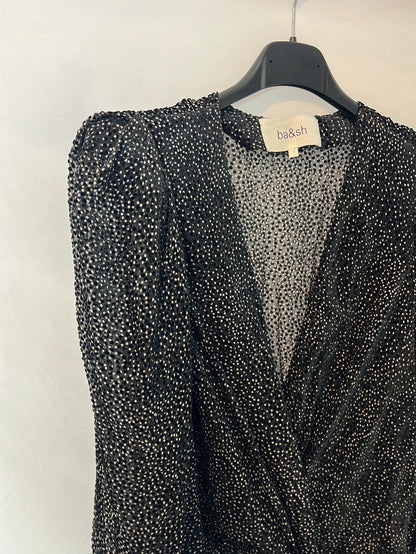BA&amp;SH. Black polka dot velvet dress. Size 2 (M)
