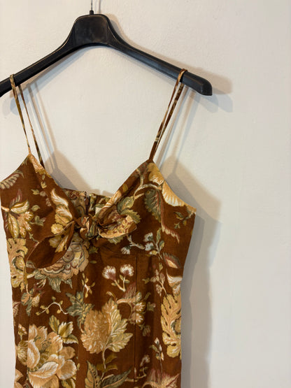 SÉZANE. Vestido midi con lino estampado. T 38