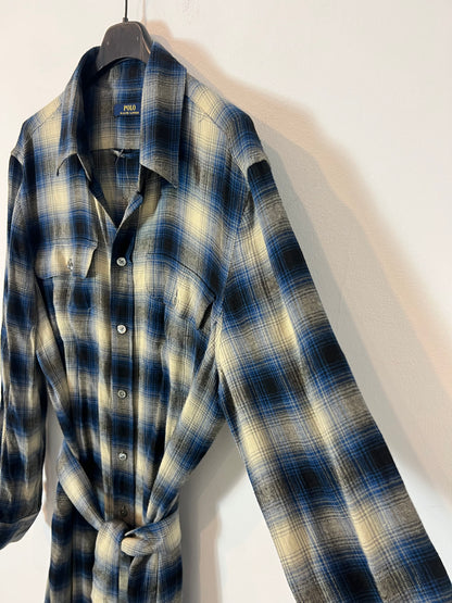 POLO RALPH LAUREN. Vestido largo camisero cuadros con lana T.m (Tara)