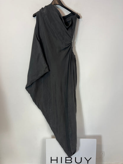 LANVIN. Vestido gris midi T.38