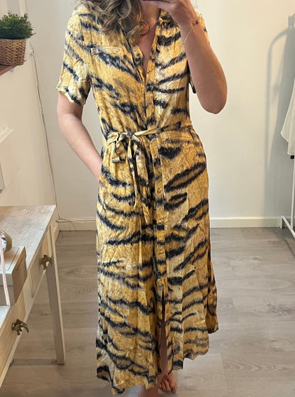 HOFMANN.Vestido midi animal print T.S