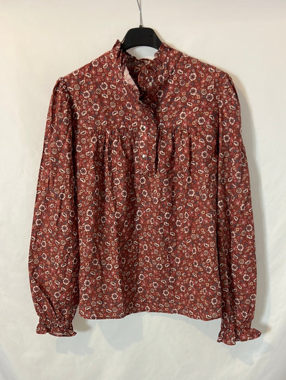 BEA GIMENO. Blusa flores detalle volante. T S