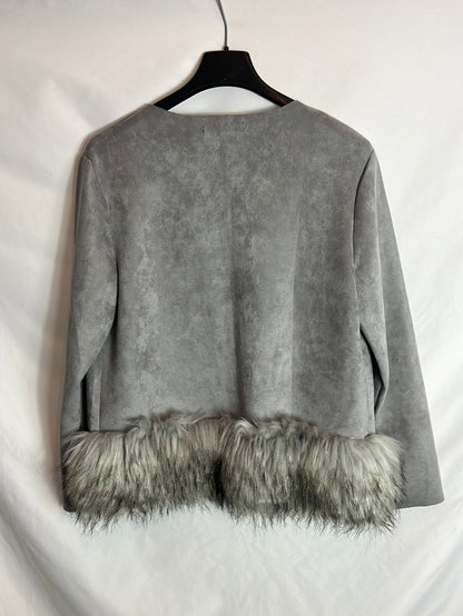 JEUVRE. Chaqueta gris efecto piel. T S