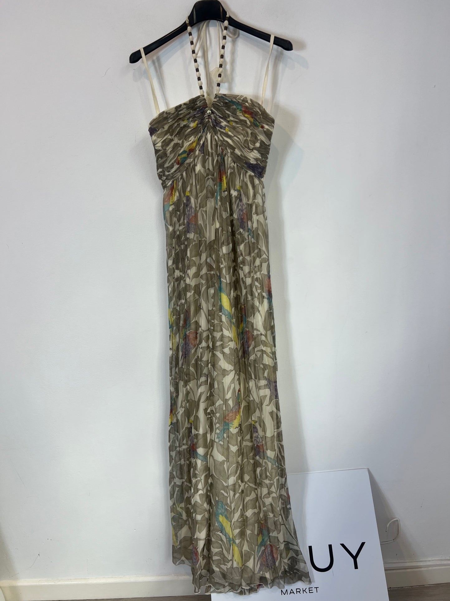 BI^NK LONDON. Vestido largo gasa flores. T M