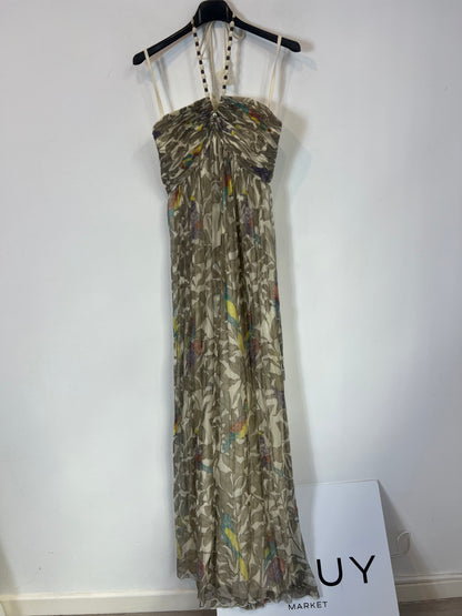 BI^NK LONDON. Vestido largo gasa flores. T M