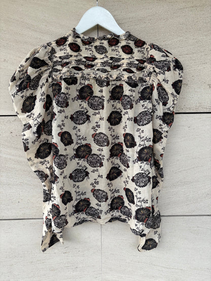 ULLA JOHNSON. Blusa estampada detalle manga