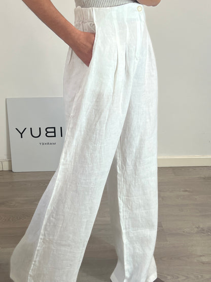 MUS&BOMBON. Pantalón blanco lino  T.l