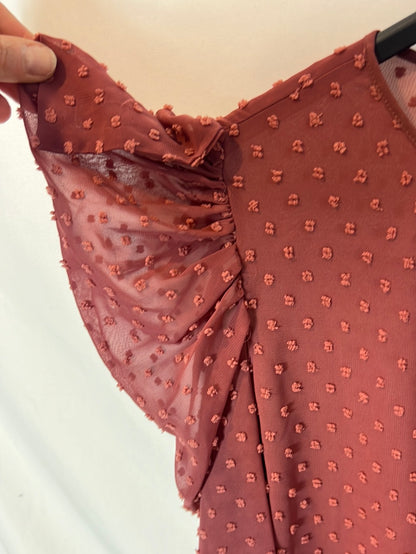 ZARA. Blusa rosa oscuro bodoques. T S