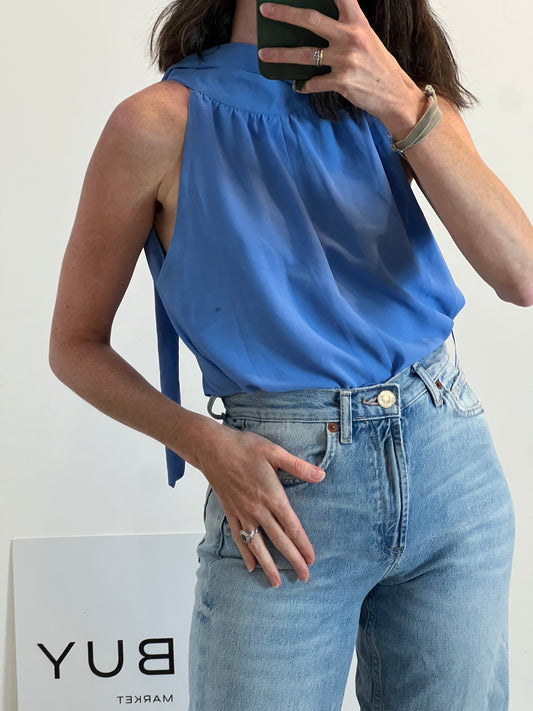 BIMANI. Top azul cuello halter T.s