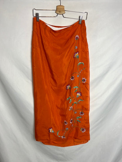 SILK COCOOM. Falda/pareo seda bordados. T 10 (M)