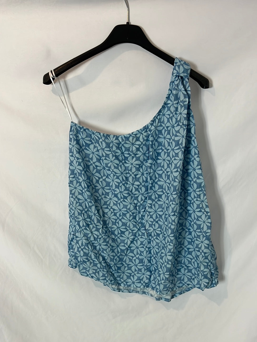 MINDTRAVELER. Asymmetrical blue floral top TU(s/m)