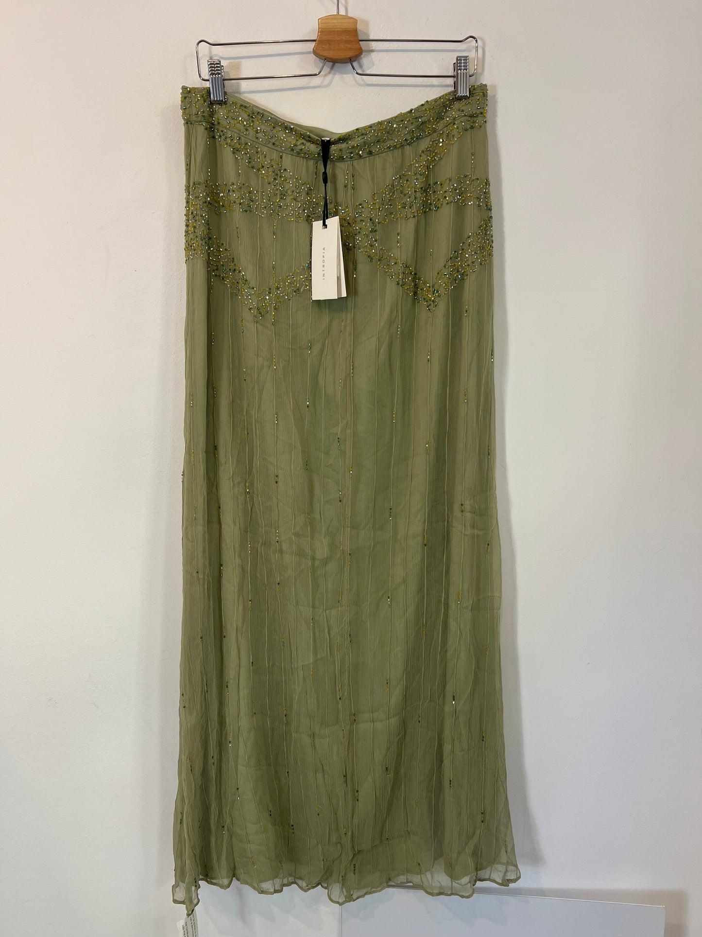 INTROPIA. falda verde abalorios T.42