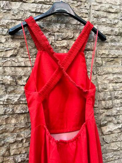 ZARA. Vestido midi  vuelo detalle espalda