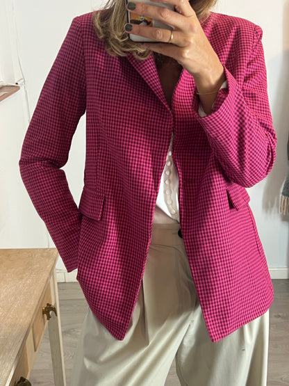 MOTEL. Pink Houndstooth Blazer TM