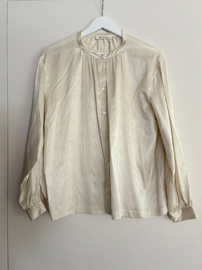 MASSCOB. Blusa seda en crudo zig zag