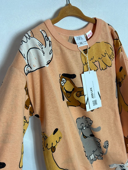 ZARA. Camiseta manga larga animales. T 4-5 años