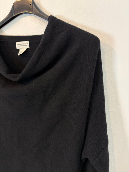 CLUB MÓNACO. Jersey negro cashmere detalle cuello. T S