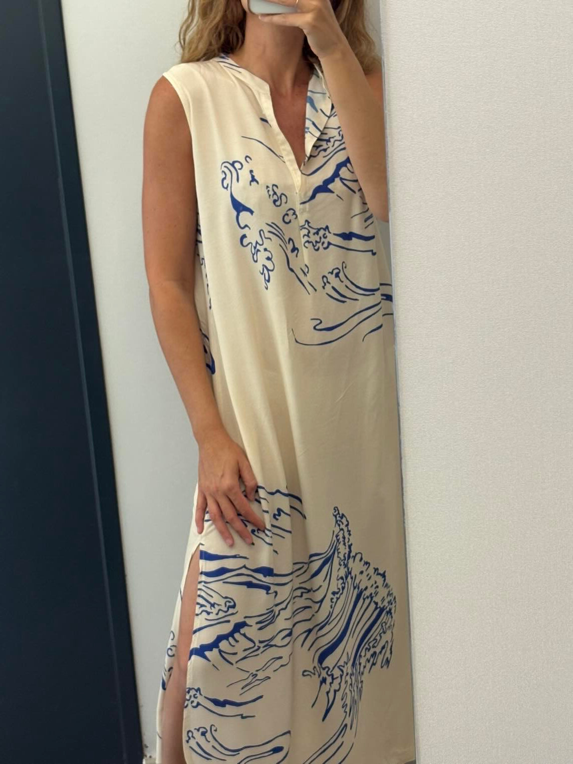 Vestido largo fluido estampado dibujo