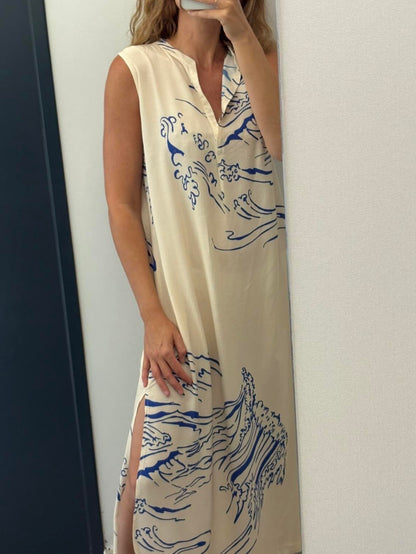 Vestido largo fluido estampado dibujo