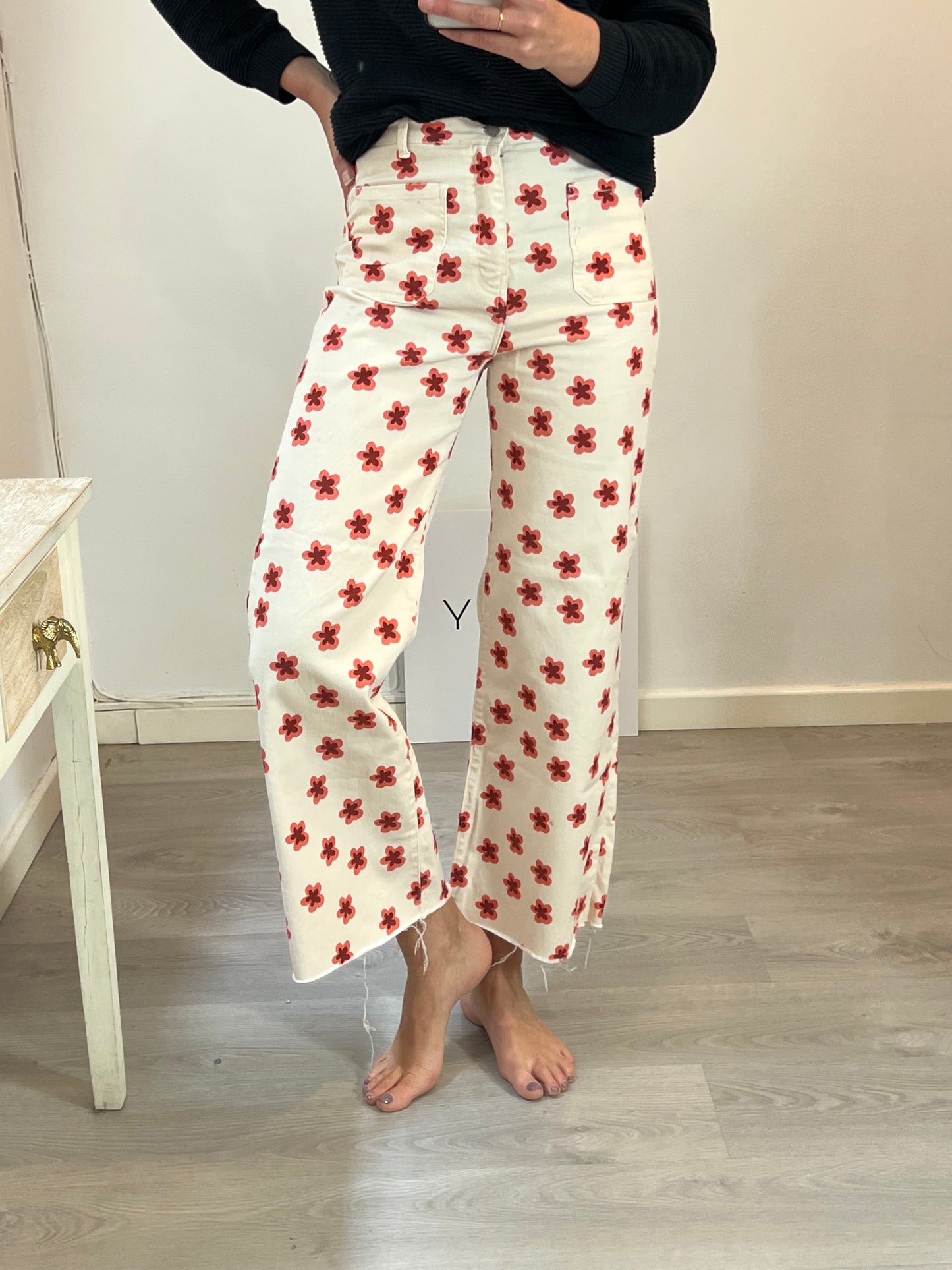 NOON. Floral denim pants size 36