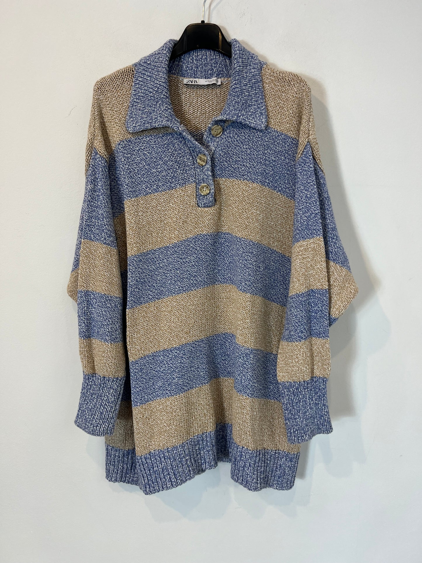 ZARA. Jersey rayas jaspeado algodón. T M