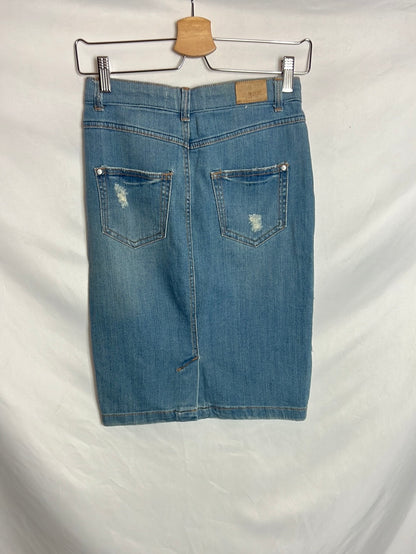 ZARA. Falda denim efecto desgastado. T S