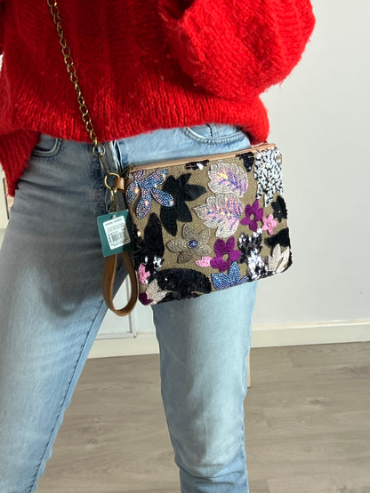 DULCINEA HEREDIA. Bolso doble textura flores