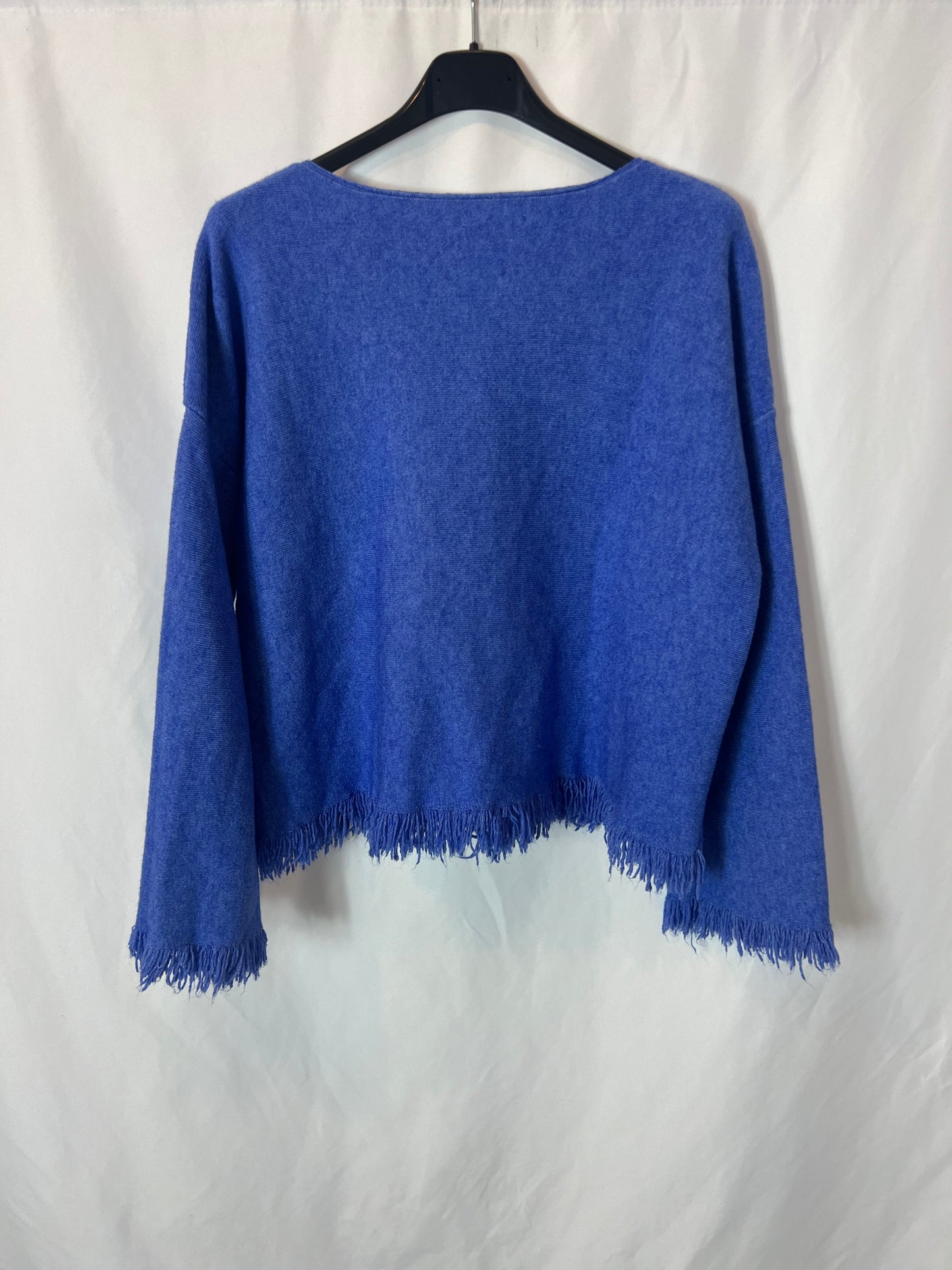 OTRAS. Jersey azul  jaspeado flecos. T S