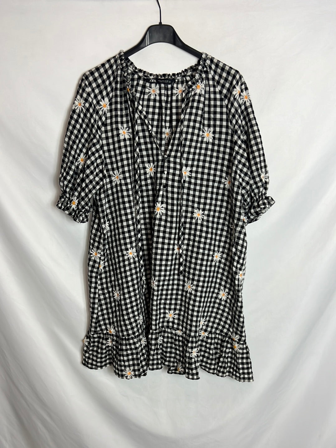 ZARA. Vestido vichy margaritas .  T S