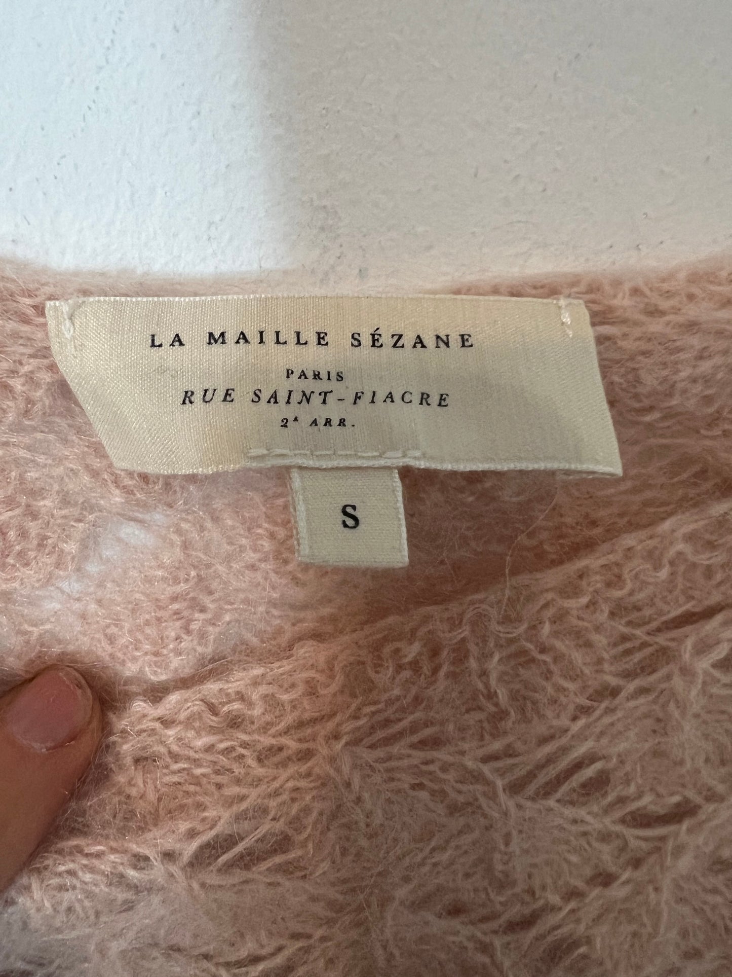 SEZANE. Jersey rosa detalles troquelados T.s