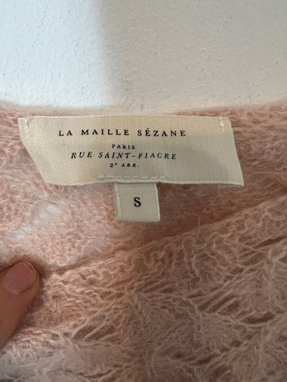 SEZANE. Jersey rosa detalles troquelados T.s