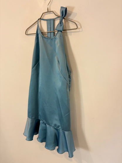Vestido azul turquesa detalle espalda