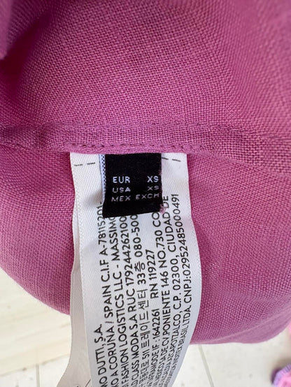 MASSIMO DUTTI. Top rosa lino detalle escote