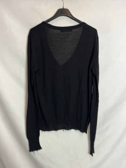 ZARA. Jersey negro fino detalle  bajos. T M