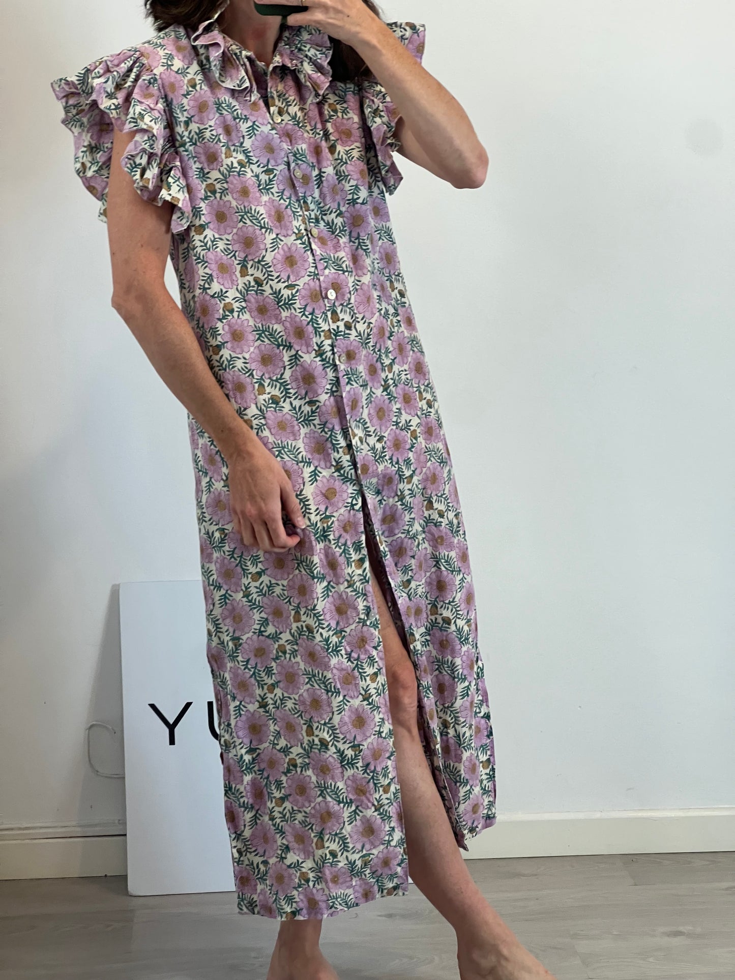 BYAN. Vestido volantes flores T.s