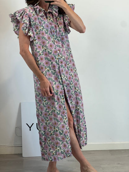 BYAN. Vestido volantes flores T.s