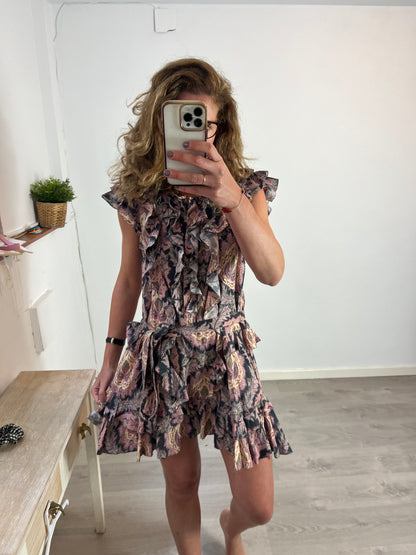 ISABEL MARANT . Vestido corto volantes. T 38