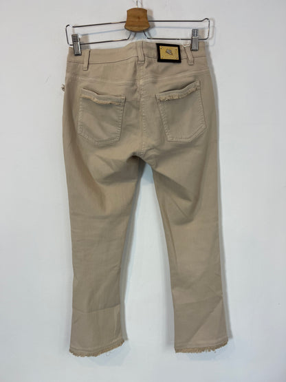 ETRO. Denim beige detalle flecos. T 27 (36)